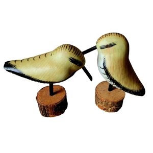 Heritage Mint Carved Wood Sandpiper Shore Bird Set of 2 Handpainted 5.5"